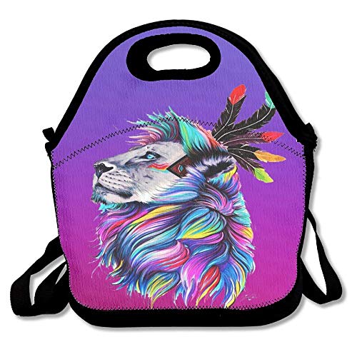 Cool Watercolor Rainbow Lion King Purple Lunch Bags Insulated Travel Picnic  Lunchbox Tote Handbag With Shoulder Strap For Women Teens Girls Kids