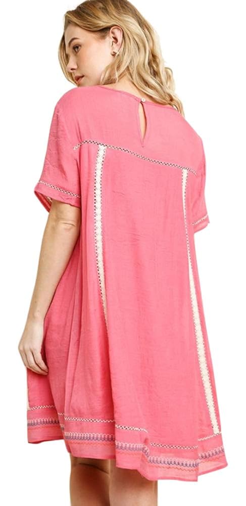 Umgee Womens Bohemian Embroidered Short Sleeve Dress or Tunic 