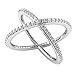 Metal Factory Sterling Silver 925 Cubic Zirconia CZ Criss Cross X Long Ring