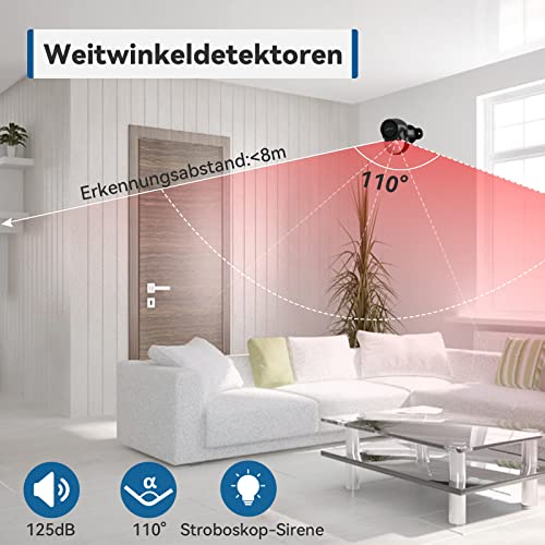 CPVAN PIR Motion Sensor Alarm Motion Sensor with Remote Control 125dB Anti-Theft Alarm System for Home, RV, Garage, Office, Apartment, Car, Shops. Model: CP2-Pro, Black