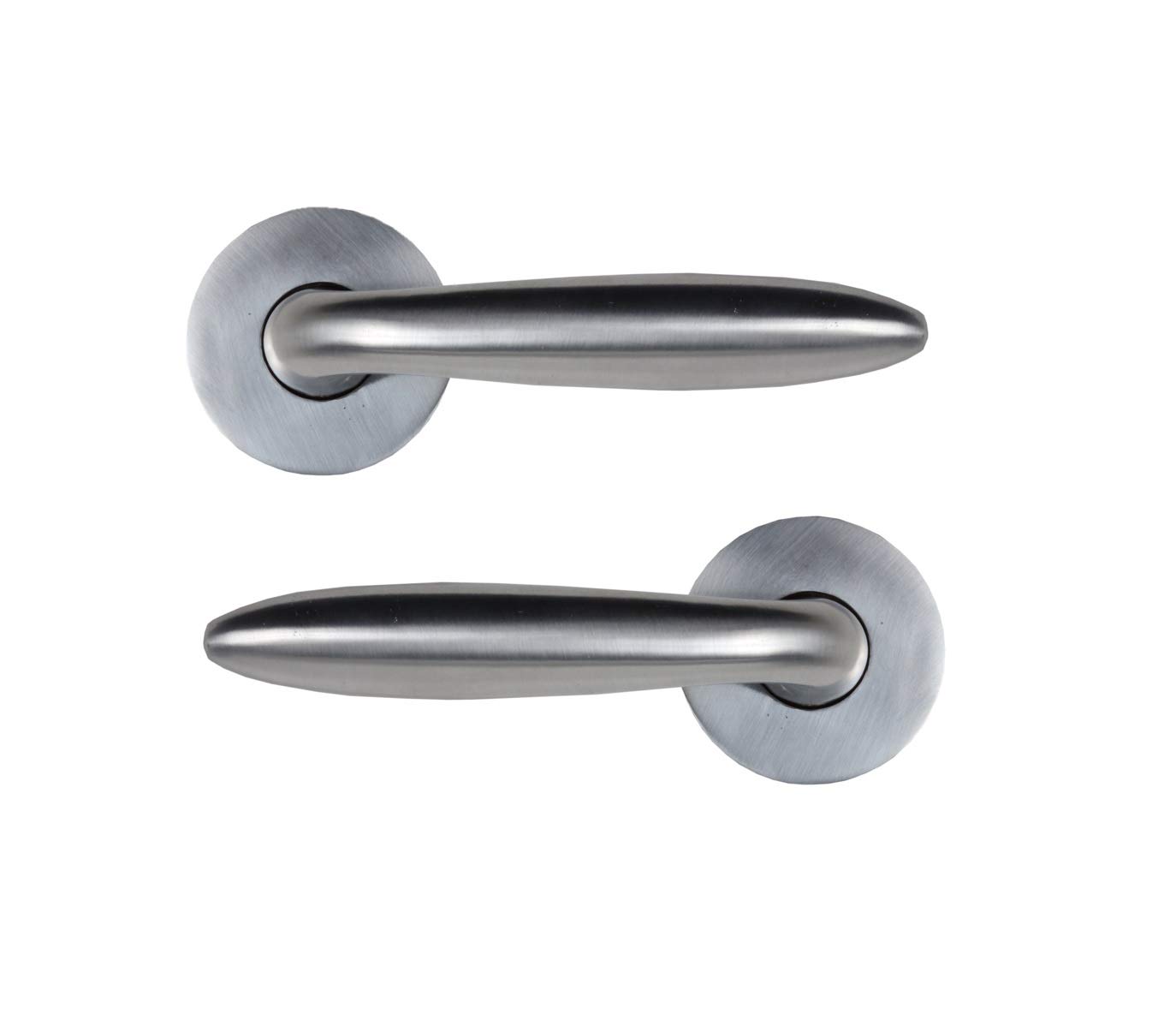 Bricard 9984050 Pair of Door Handles on Zamak Sketch Rosette with Spring Rapple, Silver