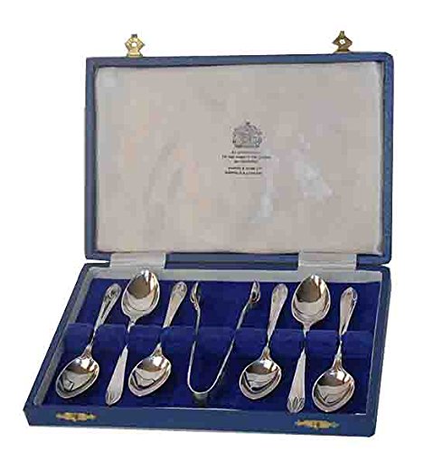 シルバープレート ティースプーン6本シュガートング ケース入りセット