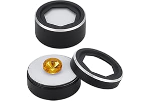 BENECREAT 2Pcs 1.56×0.75 Inch Mini Black Round Stone Box, Small Loose Diamond Gemstone Display Box, Jewelry Display Container