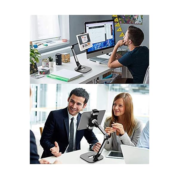 AboveTEK Tablet Ständer Höhenverstellbar Tablet Halterung Tisch, iPad Ständer Schwarz für iPad Mini Air, iPhone, Samsung Galaxy，Geeignet für Handys und Tablets von 4-11 Zoll – Bild 4