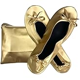 ccafgho Women's Foldable Ballet Flats Portable Slip-On Shoes for Wedding, Travel, Work & Driving