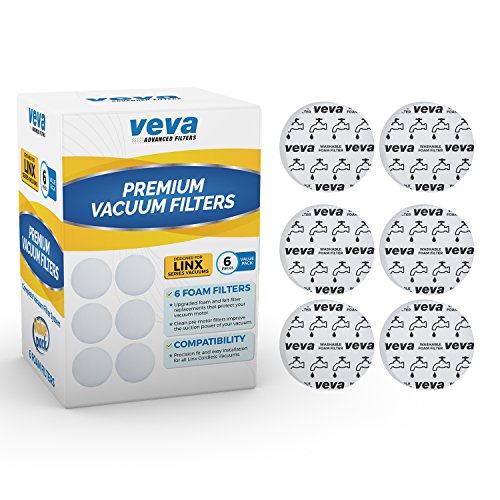 VEVA Premium Vacuum Filter Set with 6 Foam Filters 410044001 Parts for Hoover Linx Cordless Hand Stick Model BH50010, 50015, 50020, 50030 & SH20030
