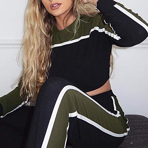 Dreamyth-Winter 2Pcs Women Tracksuit Sweatshirt Pants Sets Sport Long Sleeve Wear Casual Suit (Army Green, M)