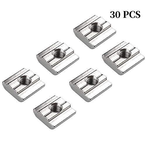 image for Asayu 30 Pack T Slot Nut M6 Hammer Head Drop in Carbon Steel Female Th