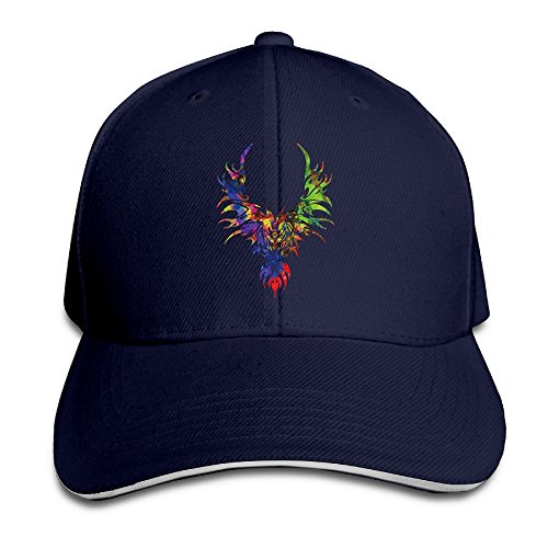 Adults Interesting Phoenix Colorful Tattoo Adjustable Sandwich Hat Cap Navy