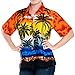 LA LEELA Hawaiian Shirt Blouses Button Up Women Beach Wear Short Sleeves Swimsuit Red