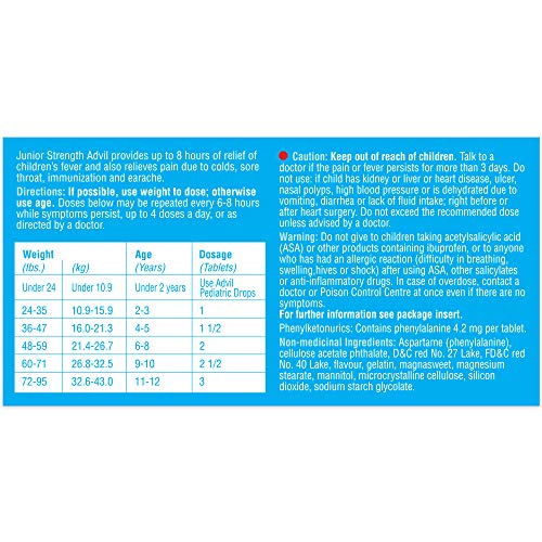 Junior Strength Advil Ibuprofen Tablets USP 100 mg Fruit 40 Chewable