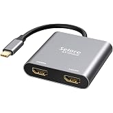 Selore&amp;S-Global USB C to Dual HDMI Adapter 4K @60hz, Type C to HDMI Converter for MacBook Pro Air 2020/2019/2018,LenovoYoga 920/Thinkpad T480,Dell XPS 13/15/17,etc