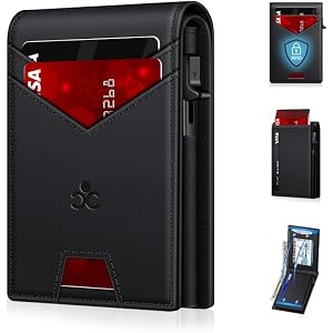 Wallet for Men RFID Blocking Minimalist Card Holder Wallet for 12-14 Cards | Slim Bifold Smart Wallet with ID Window & Cash S