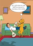 Dog Putting Cones on Man Birthday Humor Greeting Card by Vash Designs (Blank option available)
