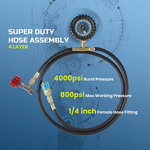 Lichamp R1234yf Refrigerant Recharge Kit, AC R134a 1234yf Gauge Set