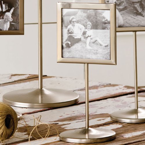 America Retold 4Inch Square Brass Pedestal Frame, Antique