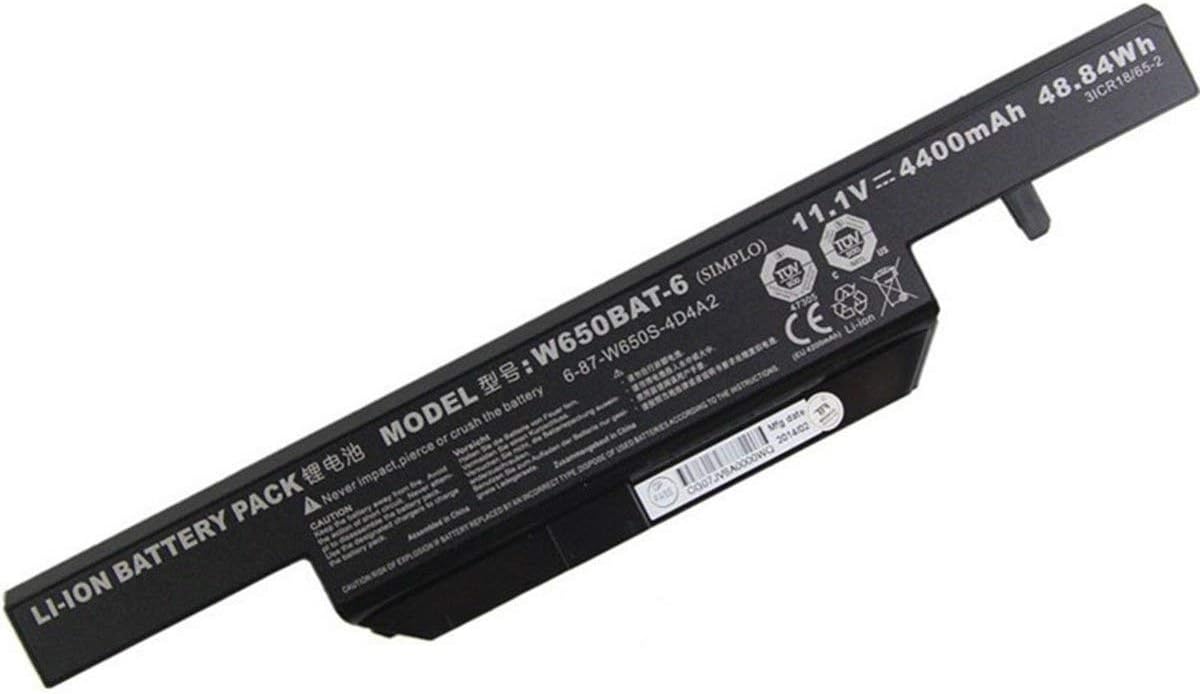 W650BAT-6 6-87-W650-4E42 6-87-W650S-4D4A3 Laptop Battery Replacement for Clevo W650 W650S W650SC W650SH W650SJ W650SR W650SZ W670SJQ Hasee K610C K650D K570N K710C K590C K750D(11.1V 4400mAh 48.84Wh) - Image 4