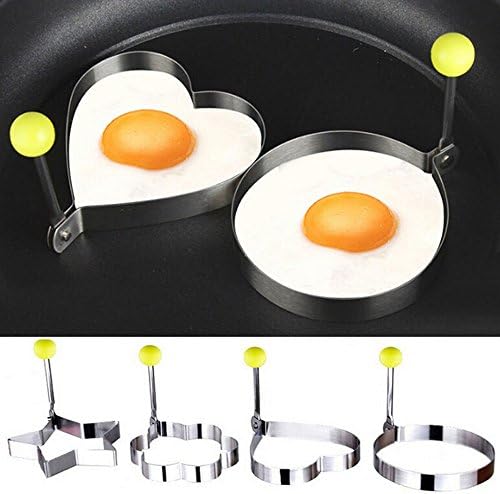 Honmofun Fried Egg Mold Pancake Ring Stainless Steel Non Stick Egg Shaper Ring Kitchen Cooking Tools for Kids and Lovers
