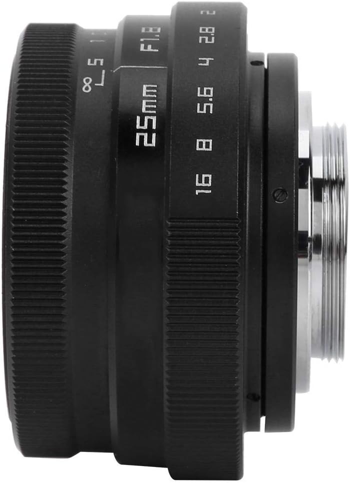 Topiky 25mm F1.8 Mini CCTV C Mount Wide Angle Lens with Cap for for for Mirrorless Camera(Black) - Image 4
