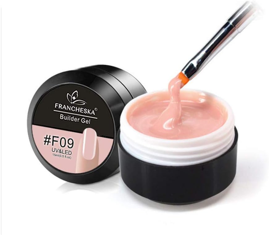 Builder Gel,Pink White Clear Women Fashion UV Lamp Use French Manicure Nail Art Extend Glue Nail Extension Builder Gel 3D Crystal Jelly(F09)