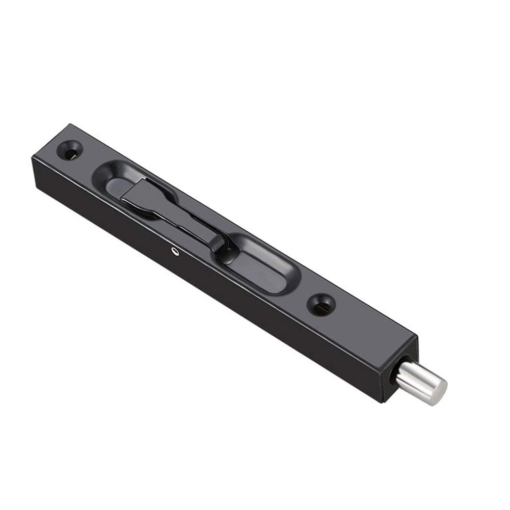KAIISSA 6 Inch Door Flush Bolt Lock Security Lever Action Gate Latch Bolt 304 Stainless Steel Matte Slide Latch with Strike and Screws, Black