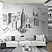 iwallsticker 210 133CM Black Modern City Silhouette Cityscape Skyscraper Wall Decals, Living Room Bedroom Removable Wall Stickers Murals