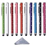 Wisdompro 10 Pack Stylus Bundle of 4.2-inch Colorful Universal Styli Pens for Capacitive Touch Screen iPads, Tablets, iPhones, Samsung Galaxy Note /Tab and more - Carved Diamond Bling Polka Dots