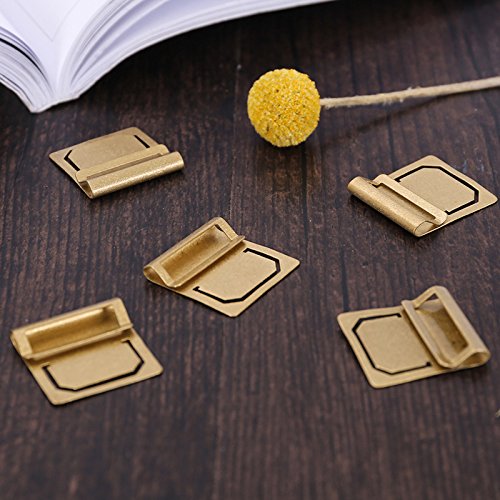 EKLOEN Retro Brass Bookmark, Mini Index Clamp Label Clip, Paper Clips Stationery Gift(6pcs) - Thumbnail 7