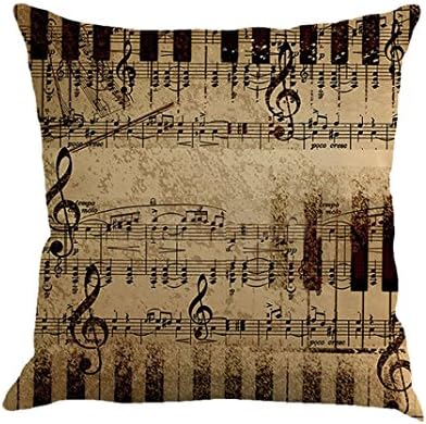Cushion Cover Classical Musical Note Painting Linen Throw Pillow Case Sofa Home Decor (C) [Energy Class A+++]