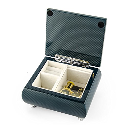 18 Note Turquoise Modern Musical Jewelry Box In A High Gloss Finish - Over 400 Song Choices - Old Spinning Wheel - SWISS (+$35)