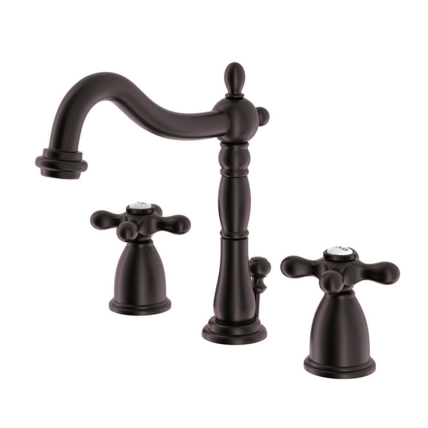 Kingston Brass KB1975AX Heritage Widespread Lavatory Faucet with Metal Cross Handle, Oil Rubbed Bronze