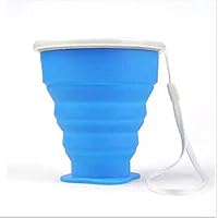 Bicchiere Pieghevole Silicone 270ml - Senza BPA, Con Coperchio, Ideale Per Viaggi E Sport, Blu - Foto 6