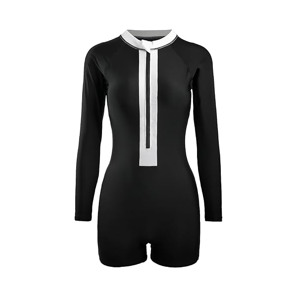 NESY WOMEN’S ONE PIECE LONG SLEEVE SWIMSUIT RASH GUARD BATHING SUIT BOYSHORT BOTTOM UPF 50+ SURFING SWIMWEAR