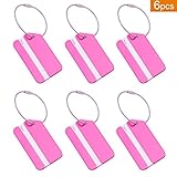 Metal Luggage Tags Pink Baggage Suitcases Travel Labels, 6 Pack By V-story