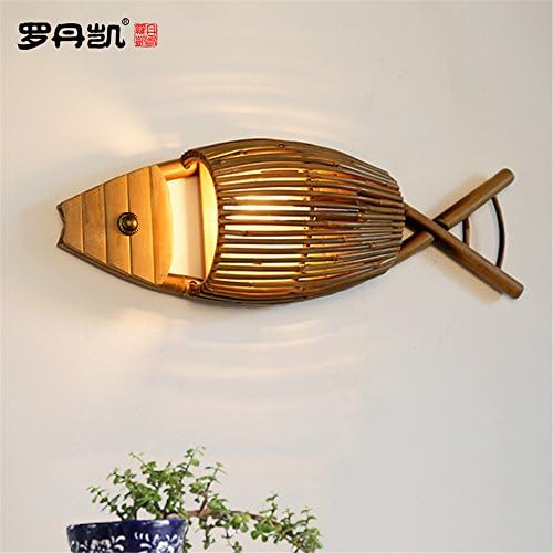 Vintage Wall Sconce Lamp Wall Lights Minimalist creative bamboo wall lights tea cafe and bar lounge restaurant grilled fish wall lights, the bamboo wall lights fish-shaped wall lights [Energy Class A+++]