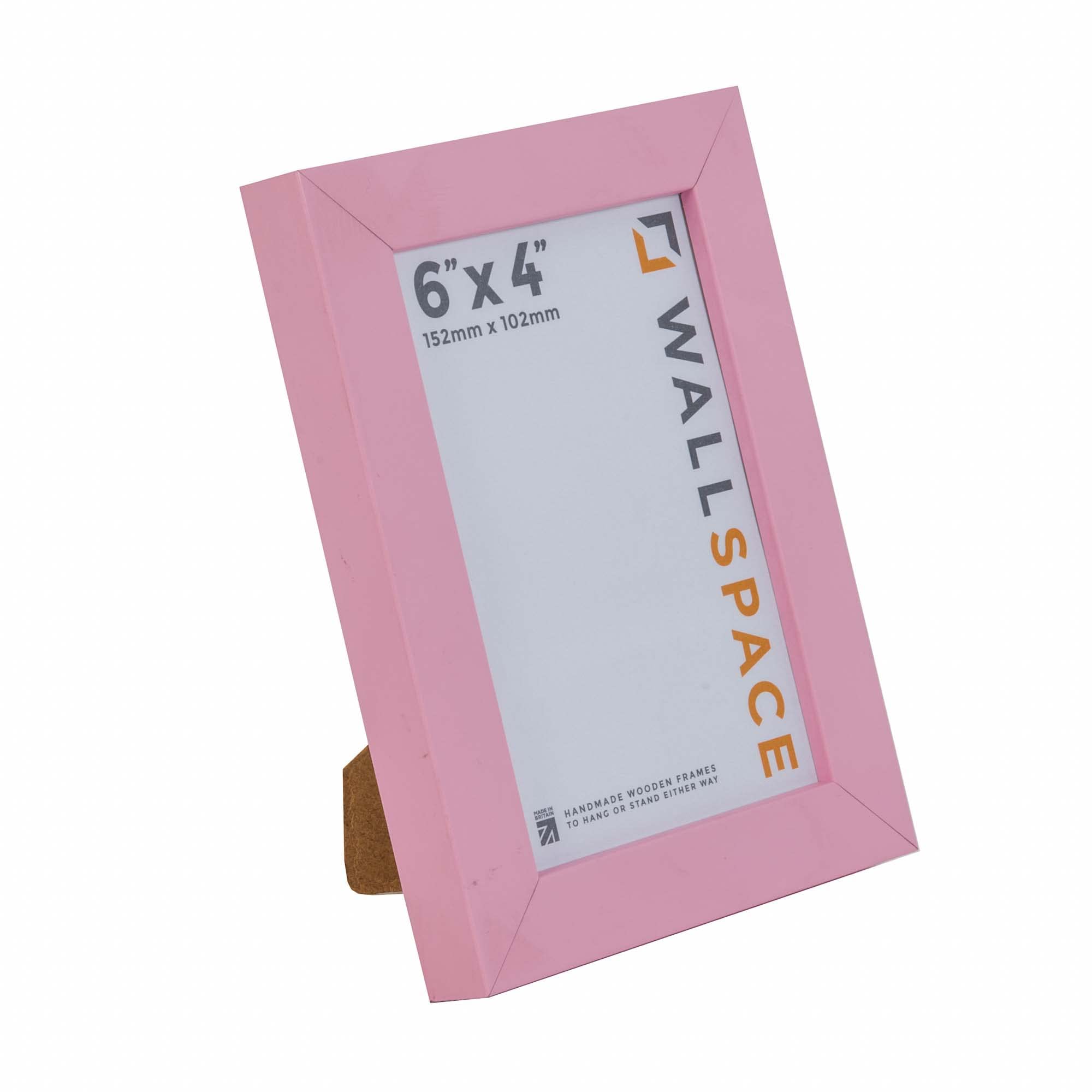 Wall Space 6x4 Pink Picture Frame | Pink 4x6 Photo Frame | 6 x 4 inch | 152x102mm | 15.2x10.2cm | Solid Wood Wooden with Real Glass | Handmade in UK — image 1