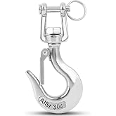 AMYSPORTS Heavy Duty Slip Hook Load Tow Chain Clevis Hook Winch Trailer Steel Clevis Latch Safety Lifting Stainless 3/16 Inch 330lbs