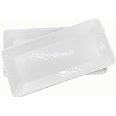 KX-WARE 17-Inch Melamine Serving Tray/Platters Set of 2, White & Rectangular | 100% Melamine,Dishwasher Safe,BPA Free