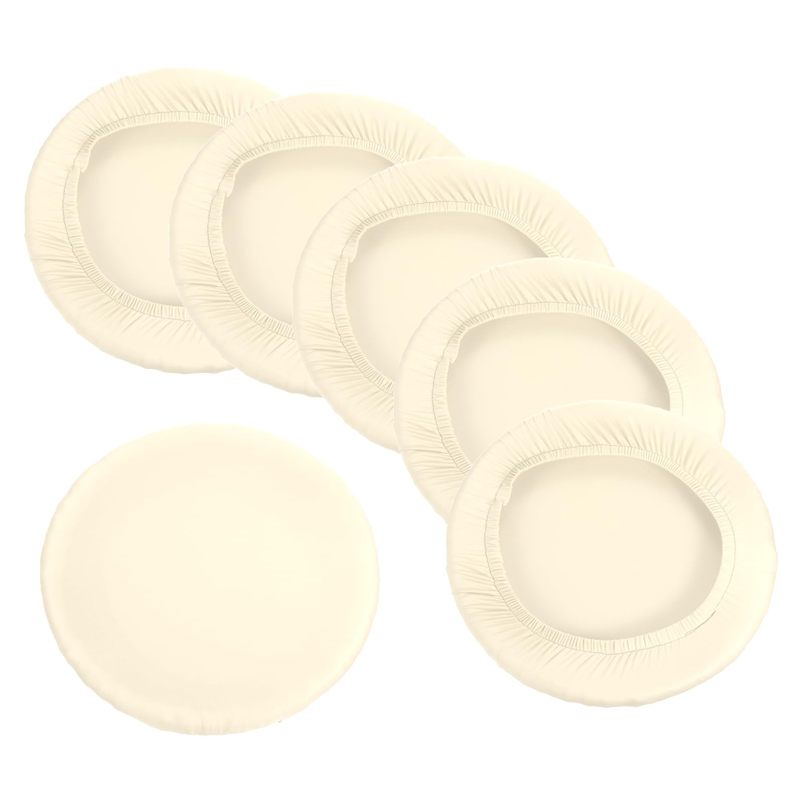 PATIKIL 9.5" Round Bar Stool Cover, 6 Pack Elastic Bar Stool Cover Washable Seat Cover for Diameter 11"-16" Chair, Cream