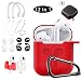 AirPods Case,KHTONE 12 in 1 Silicone AirPods Accessories Set Protective Cover, Compatible with Apple AirPods Charging Case,Watch Band Airpods Holder/Ear Hooks/Keychain//Carrying Box（Red） primary