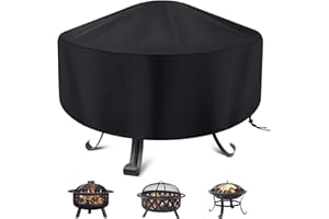 FEIERYA Fire Pit Cover Round for Fire Pit 22- 36 Inch, Waterproof Outdoor Fire Pit Cover, Full Coverage Patio Round Firepit Cover - Dustproof Anti UV and Tear Resistant