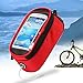 JOY COLORFUL Bicycle Bags Bicycle Front Tube Frame Cycling Packages 4.2,4.8,5.5 inches Touch Screen Mobile Phone Bags Professional Bicycle Accessories (Red, Large)