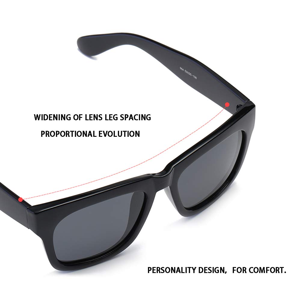 Women\'s Oversized Cat\'s Eye Black Sunglasses Men\'s Classic Rectangular Gradient Lens Anti-radiation UV400 (Matte black, 53)