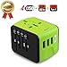 Travel Adapter, JMFONE Universal Travel Adapter 3.4A Type C 4 USB International World Power Plug Adapter Kit Travel Wall Charger USB Plug with UK, EU, AU, US for 200 countries (green)