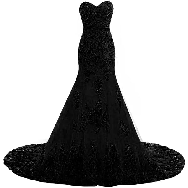 Mermaid Vintage Gothic Black Lace Prom Wedding Dress Long Formal Evening  Gown 2 at Amazon Women's Clothing store