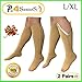 Presadee Seniors 15-20 mmHg and 20-30 mmHg Zipper Compression Easy Zip Up Socks Swelling Calf Leg Day and Night 2 Pack (L/XL, Beige)