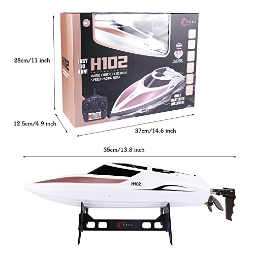 IAMGlobal RC Boat, H102 High Speed Remote Control Boat, 2.4GHz Fast Double Layer Waterproof Cover RC Boat, Radio Controlled Toy, RC Racing Boat with LCD Screen for Outdoor - Thumbnail 6