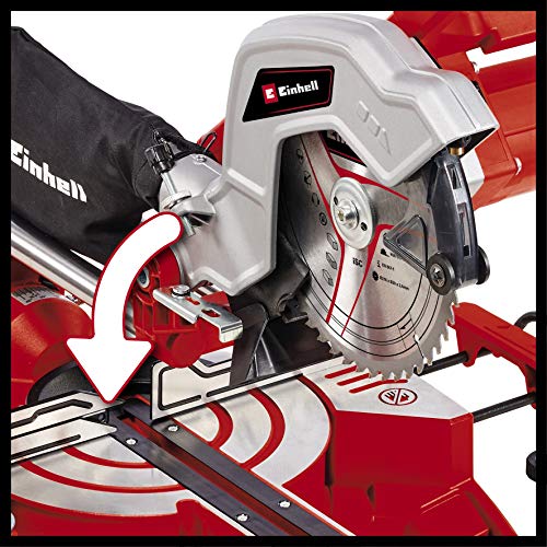 Einhell Zug-Kapp-Gehrungssäge TC-SM 216 (1.600 W, Drehtisch mit Schnellverstellung und Einrastpositionen, Laser, L+R… – Bild 6