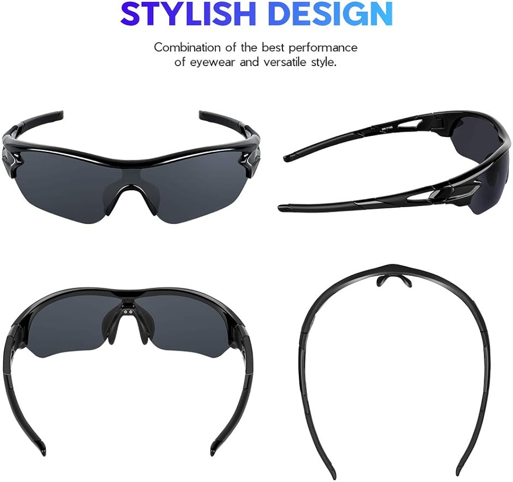 BEACOOL Polarized Sports Sunglasses for Men Women Youth TAC Glasses UV400 Protection Cycling Running Driving Fishing Golf Motorcycle Baseball,Glossy Black - Image 3