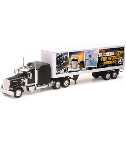 Amazon.com: Kenworth W900 Truck with Flatbed Trailer Blue Metallic